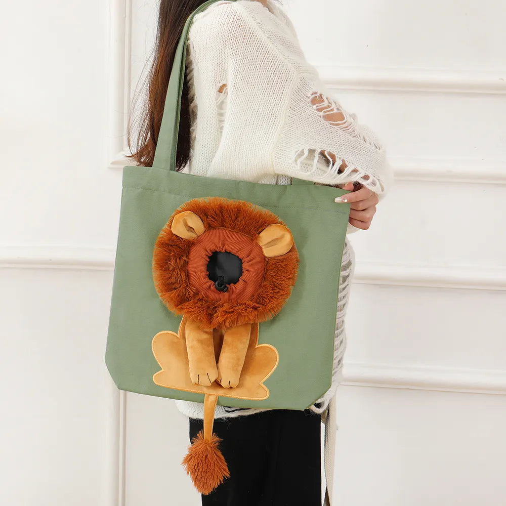Lion-Shaped Pet Shoulder Bag